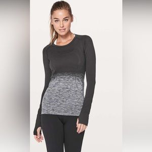 RARE- Lululemon Ombre Colored Swiftly Tech Long Sleeve Crew - Black & White